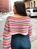 Rainbow Tiered Lacey Crop Top