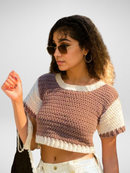 Neutral Two-Tone Crop Top