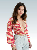 Sunkissed Stripes Flowy Sleeve Crop Top