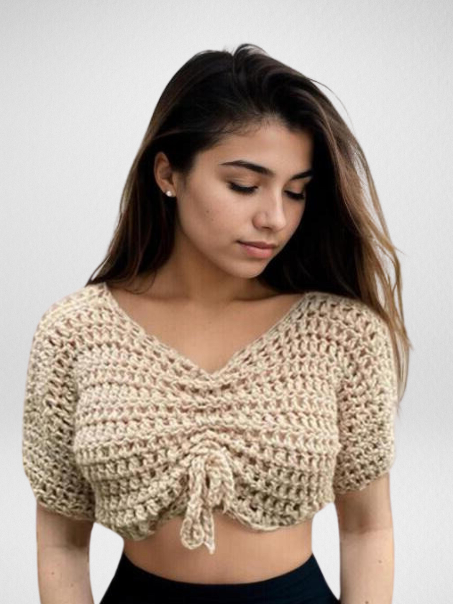 Earthy Knot Rouched Crop Top