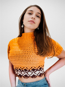 Citrus Vintage Diamond Trim Crop Top