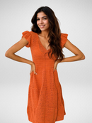 Tangerine Flutter Short /Mini Dress