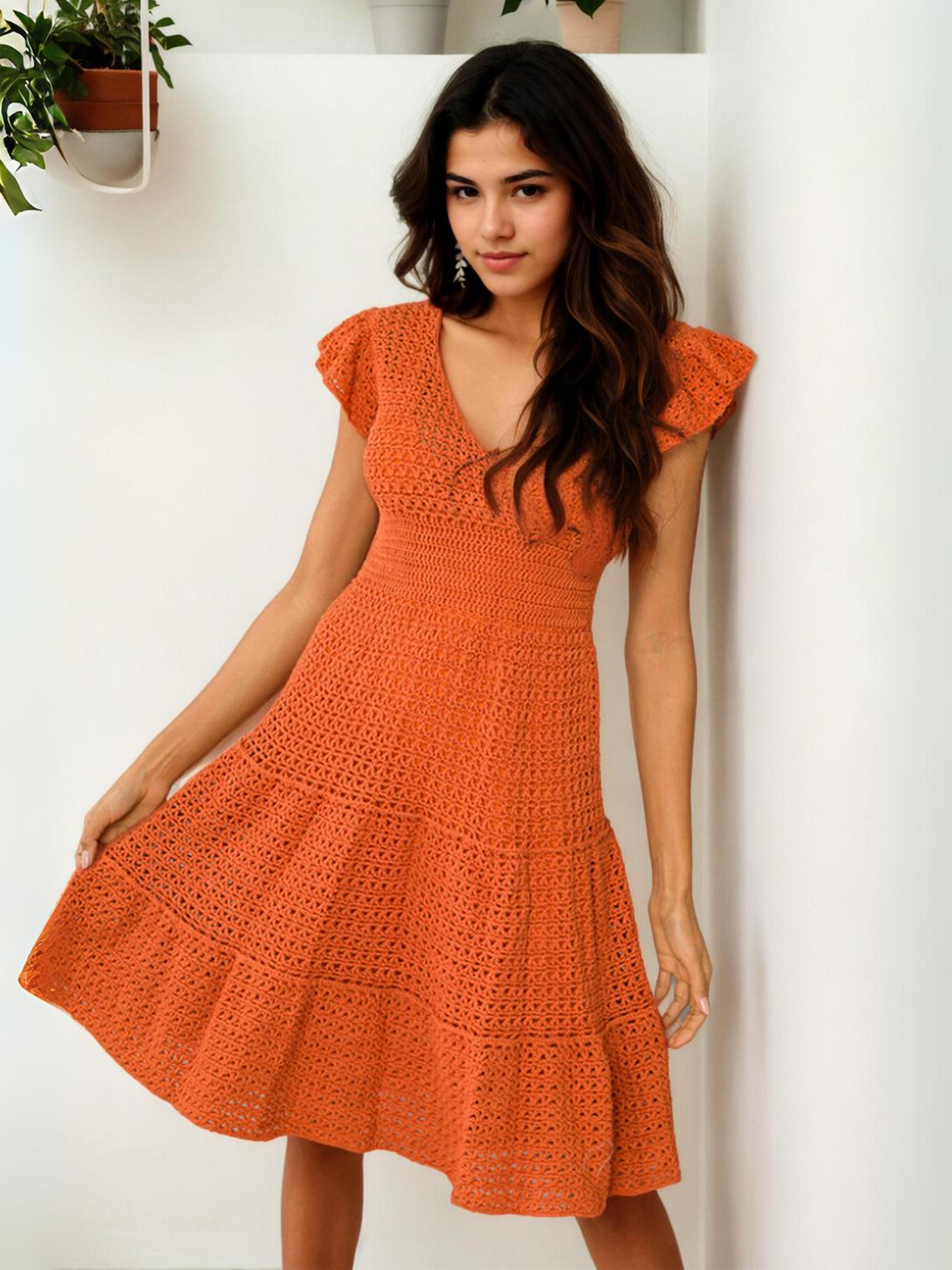 Tangerine Flutter Short /Mini Dress