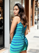 Turquoise Ripple Short/Mini Dress