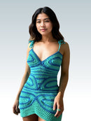 Turquoise Ripple Short/Mini Dress