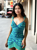 Turquoise Ripple Short/Mini Dress