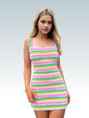 Sorbet Stripes Laced-Back Short/Mini Dress