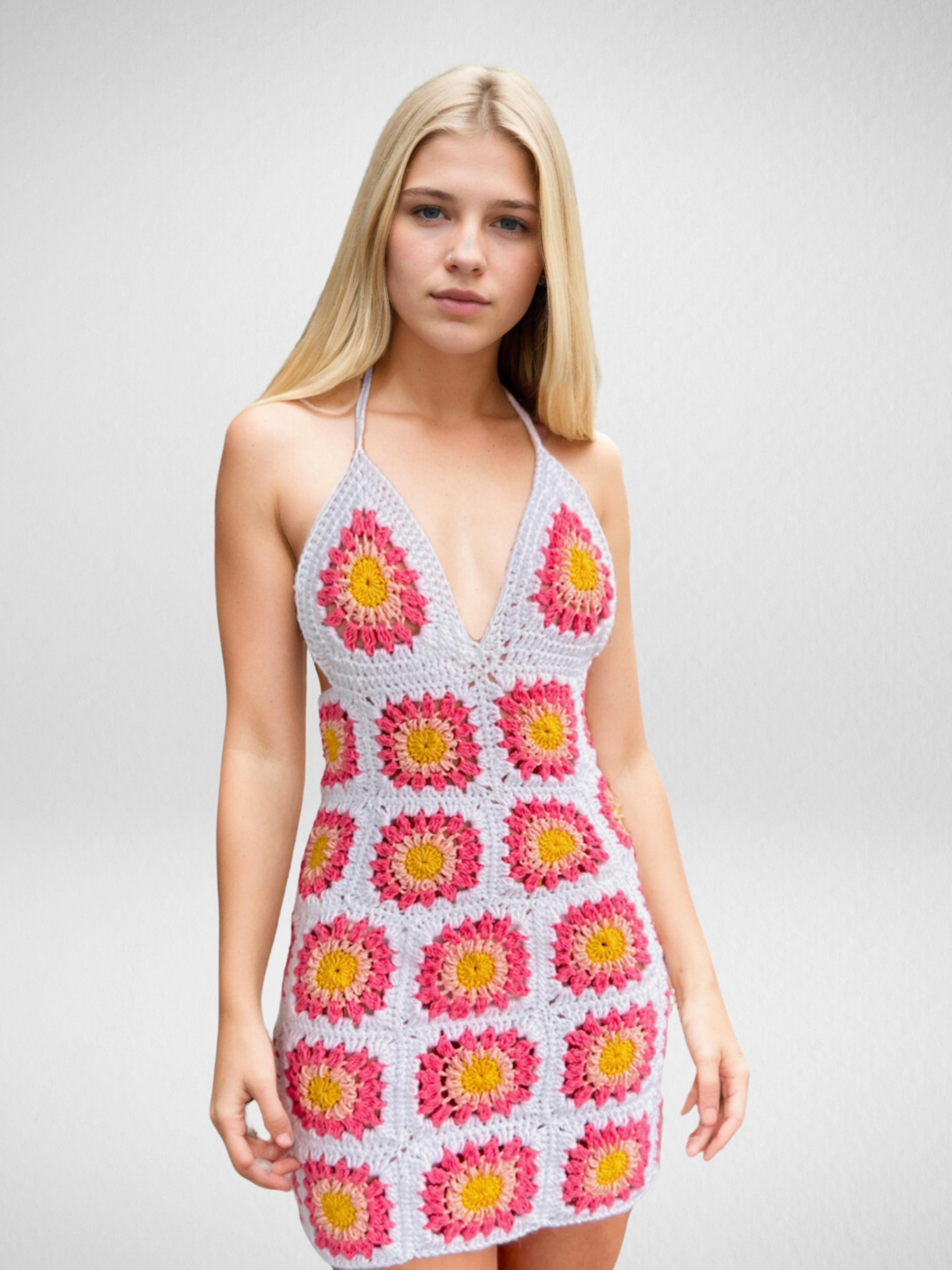 granny square crochet dress Summer Hi everyone Crochet Granny Square Mini Dress