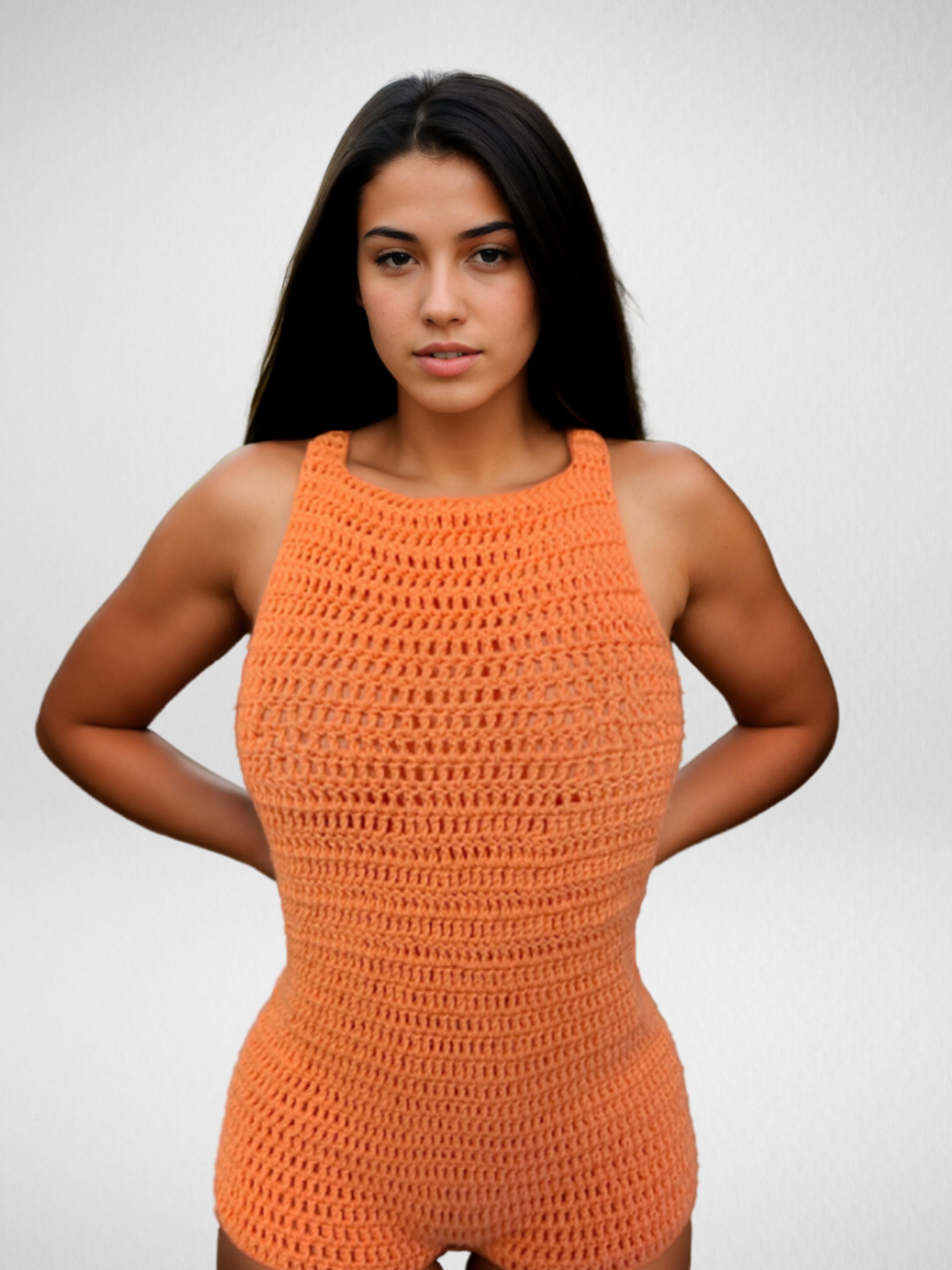 Apricot Open-Back One-Piece Swimsuit