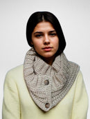 Beige Buttoned Cowl