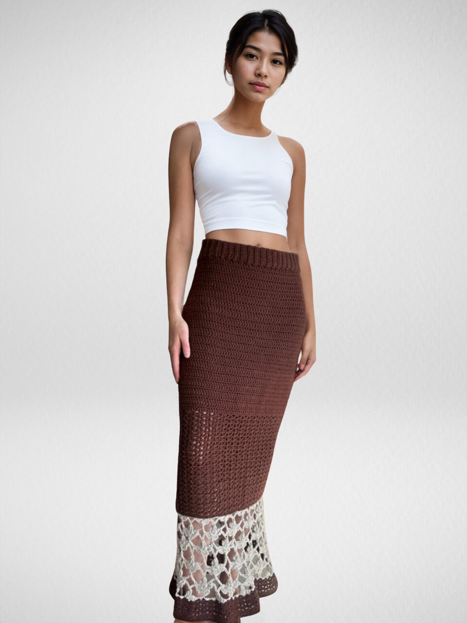 Mocha Cream Sophisticate Long/Maxi Skirt