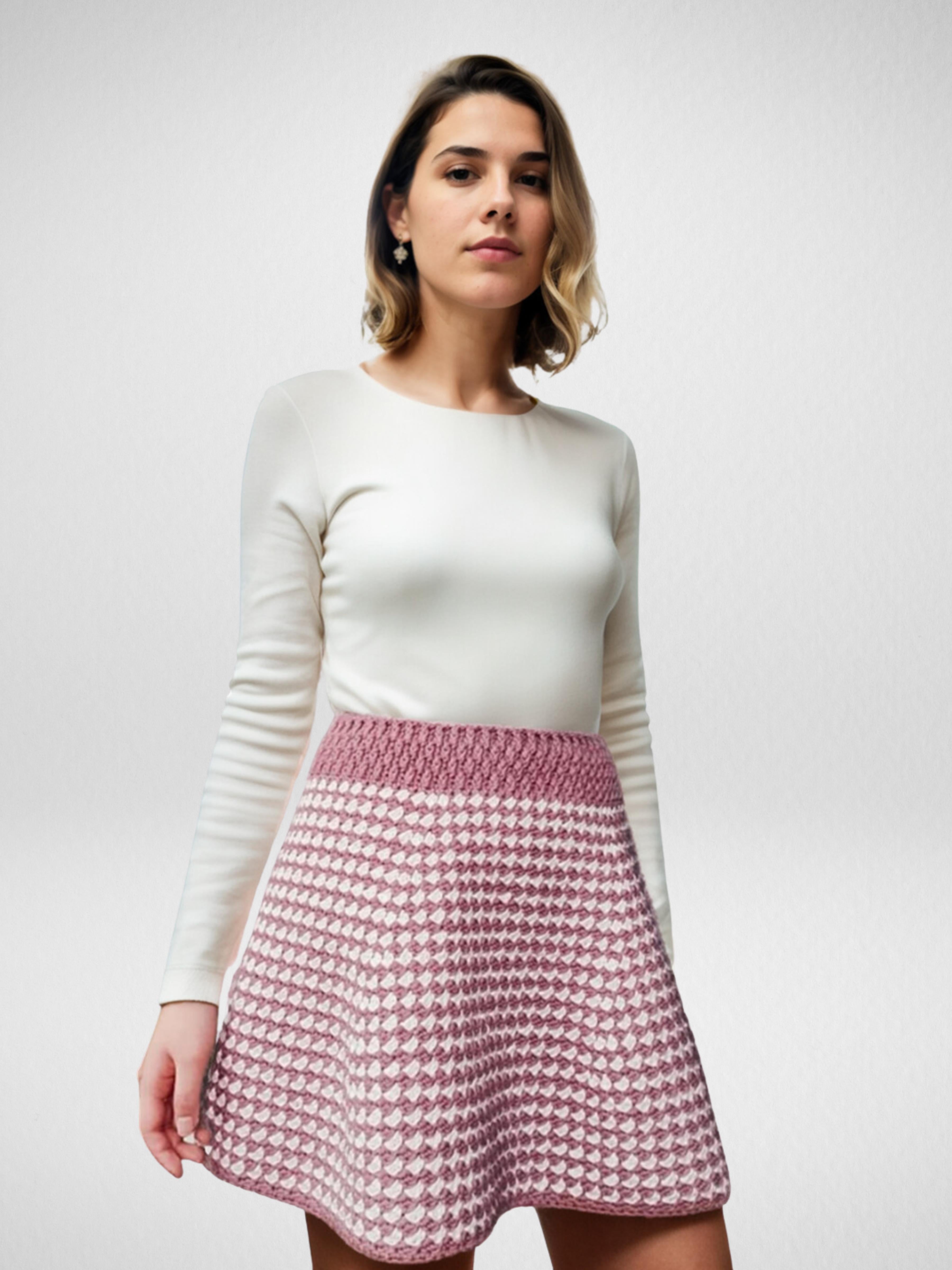 Modish Mauve Mesh Flare Short/Mini Skirt