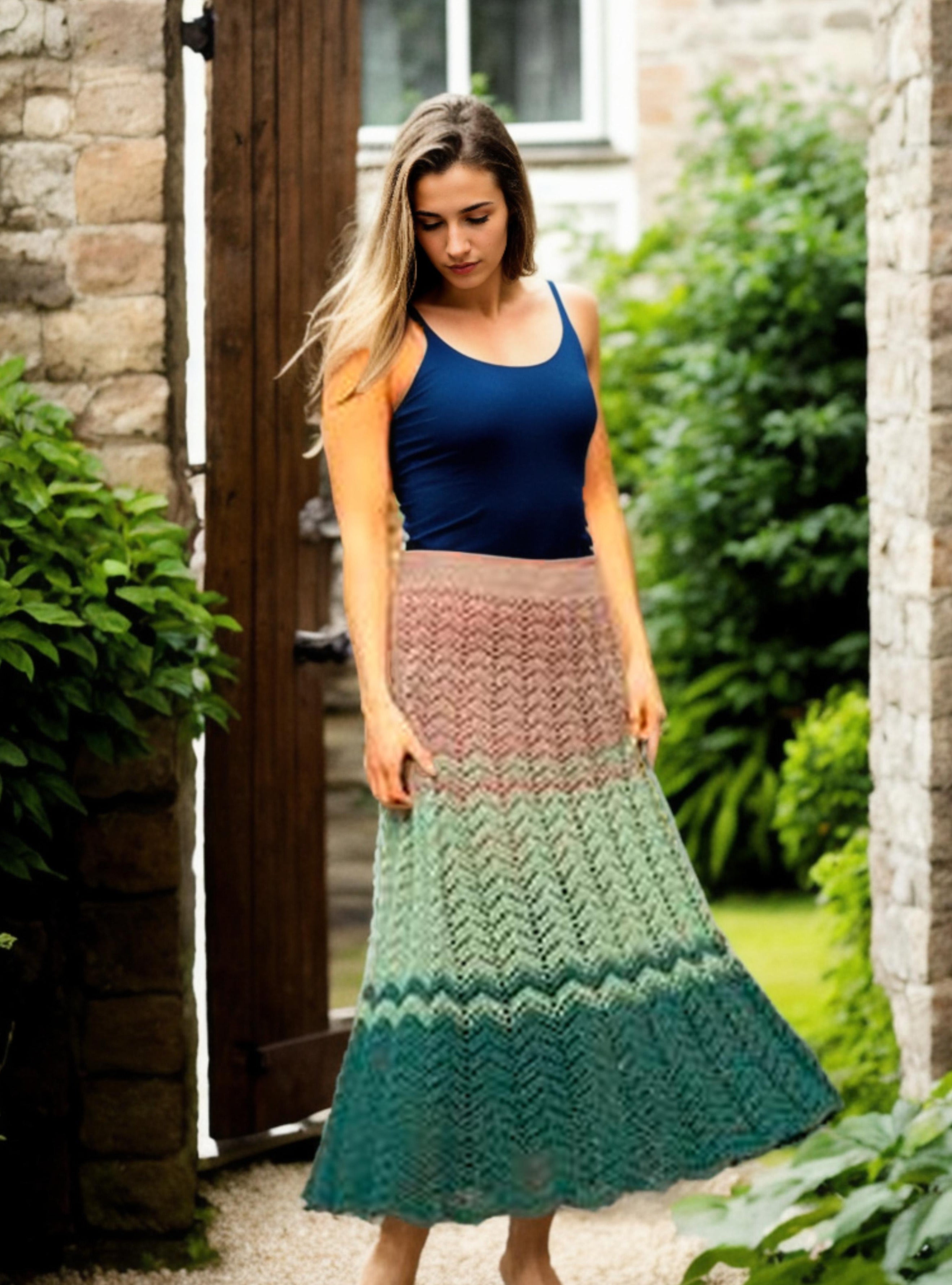 Oceanic Ombré Elegance Long/Maxi Skirt