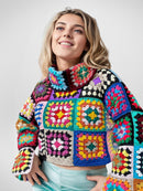 Kaleidoscopic Patchwork Turtleneck Sweater