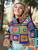 Kaleidoscopic Patchwork Turtleneck Sweater