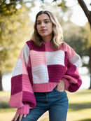 Chic Pink Colorblock Sweater