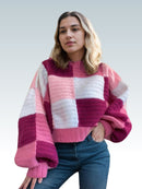 Chic Pink Colorblock Sweater