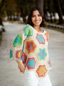 Stellar Hexagon Patchwork Sweater