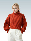 Rustic Puff Sleeve Turtleneck Sweater