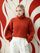 Rustic Puff Sleeve Turtleneck Sweater