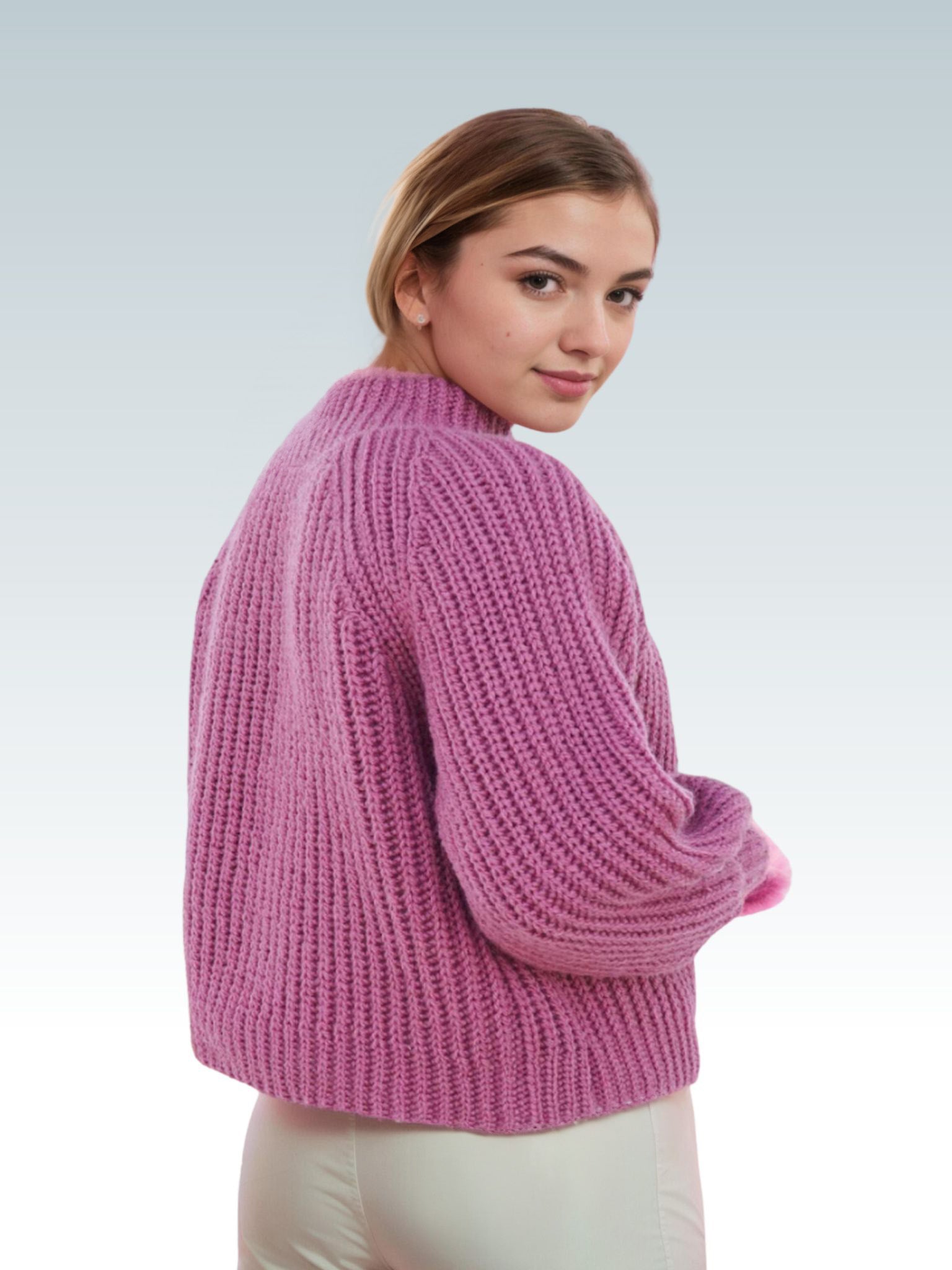 Bishop Sleeved Ribbed Sweater