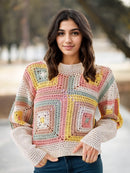 Whimsical Pastel Patchwork Sweater