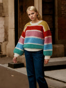 Fluffy Rainbow Striped Sweater