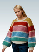 Fluffy Rainbow Striped Sweater