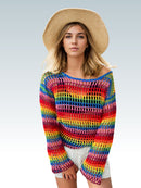 Rainbow Net Openwork Sweater