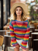 Rainbow Net Openwork Sweater