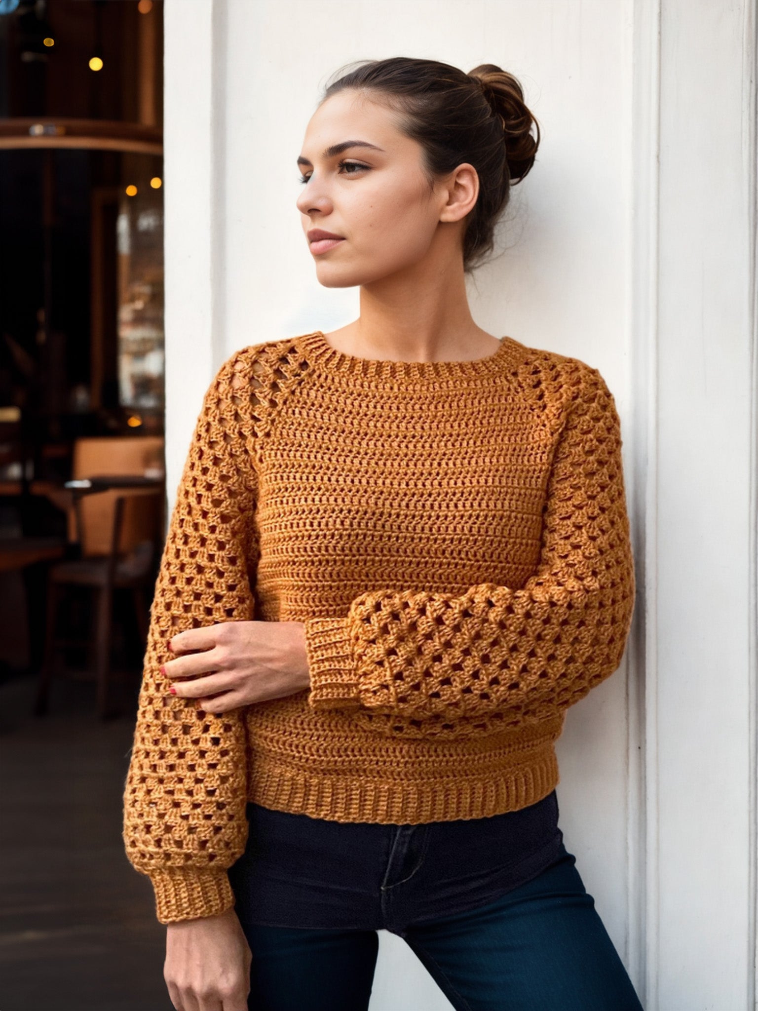 Amber Honeycomb Raglan Sweater