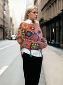 Colorful Tassled Granny Square Sweater