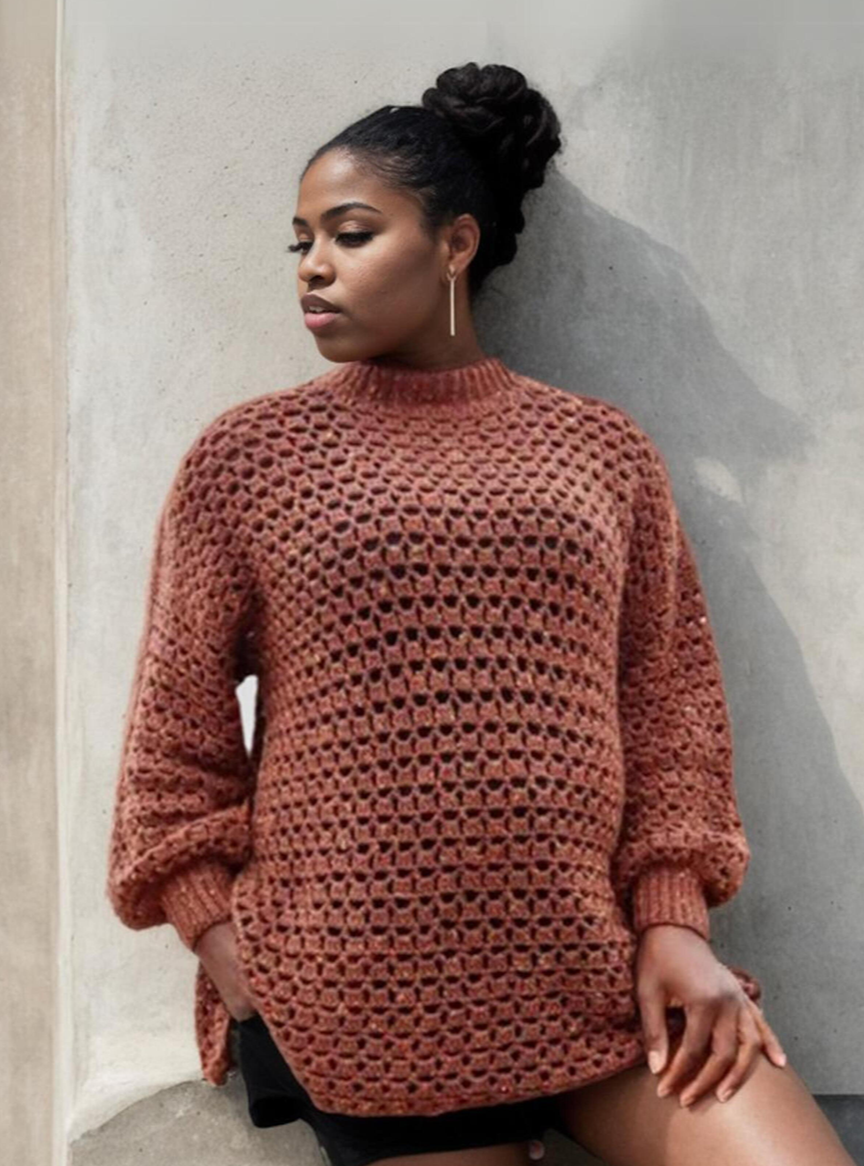 Rustic Mesh Openwork Sweater