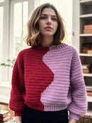 Dual-Tone Ribbed Block Sweater