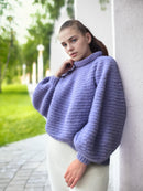 Lavender Balloon Arm Turtleneck Sweater