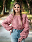 Dusty Pink Balloon Sleeve Sweater