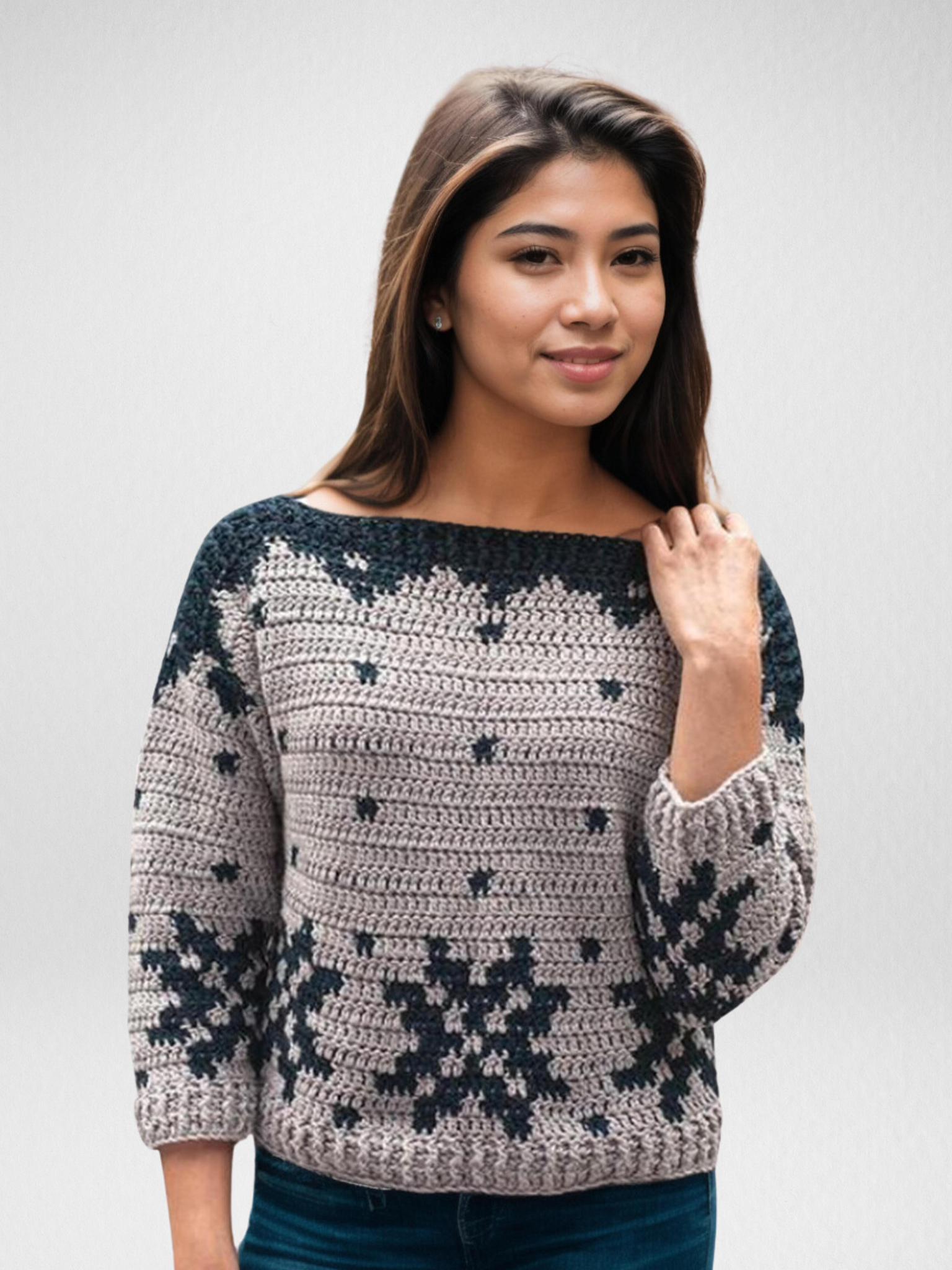 Starry Winter Quarter-Sleeve Sweater