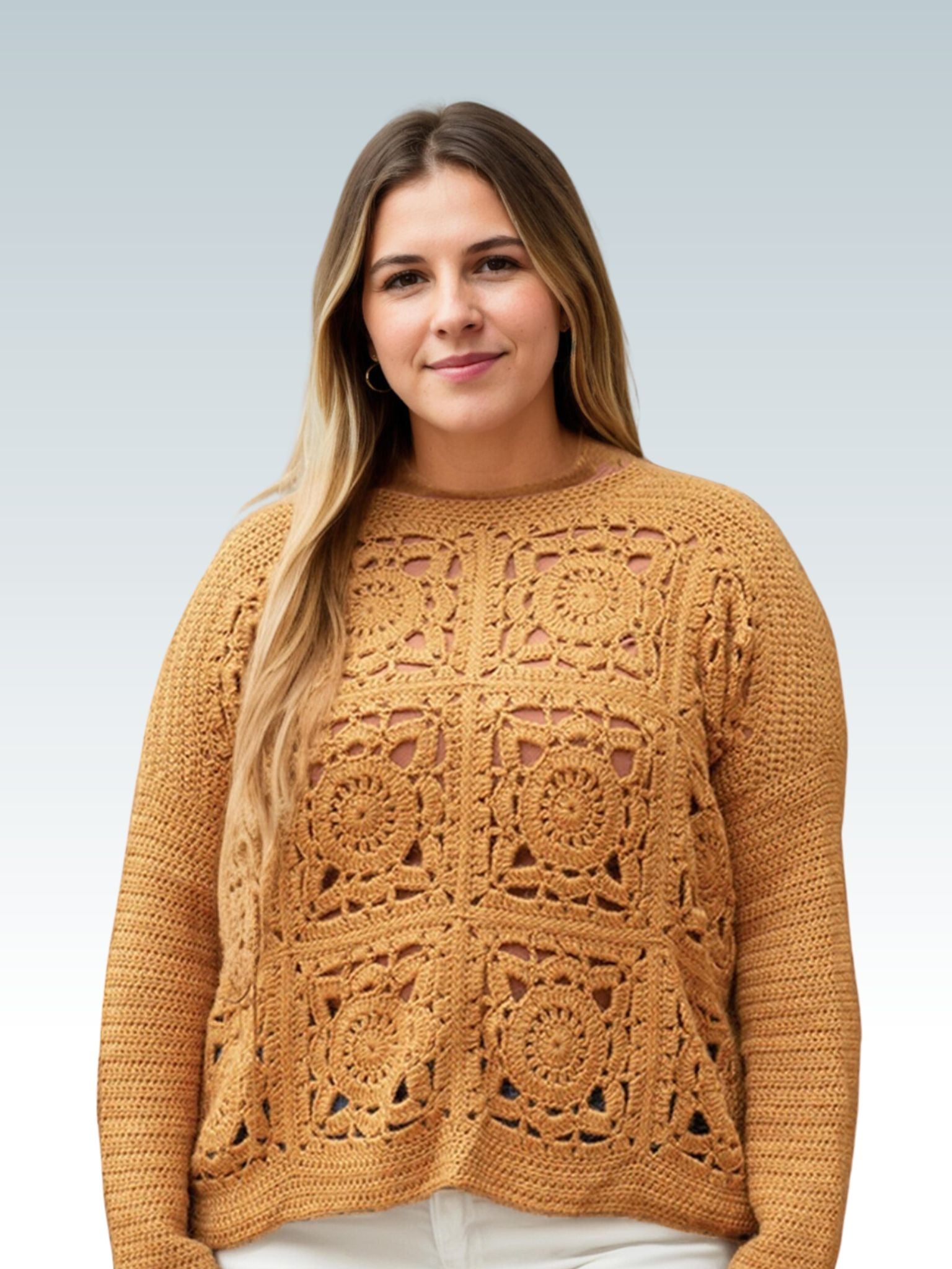 Caramel Square Patchwork Sweater