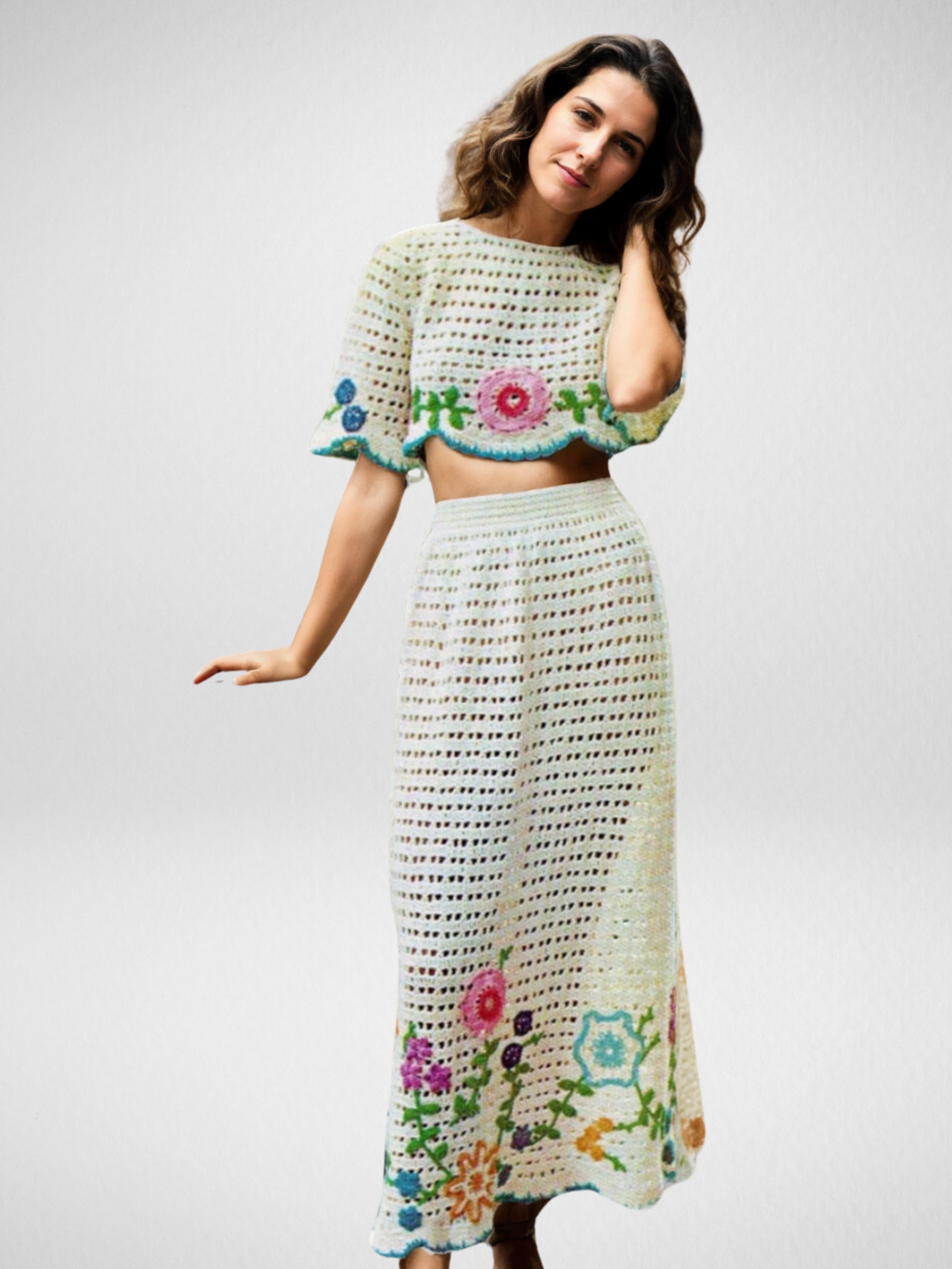 Bohemian Floral Maxi Two-Piece Skirt Set