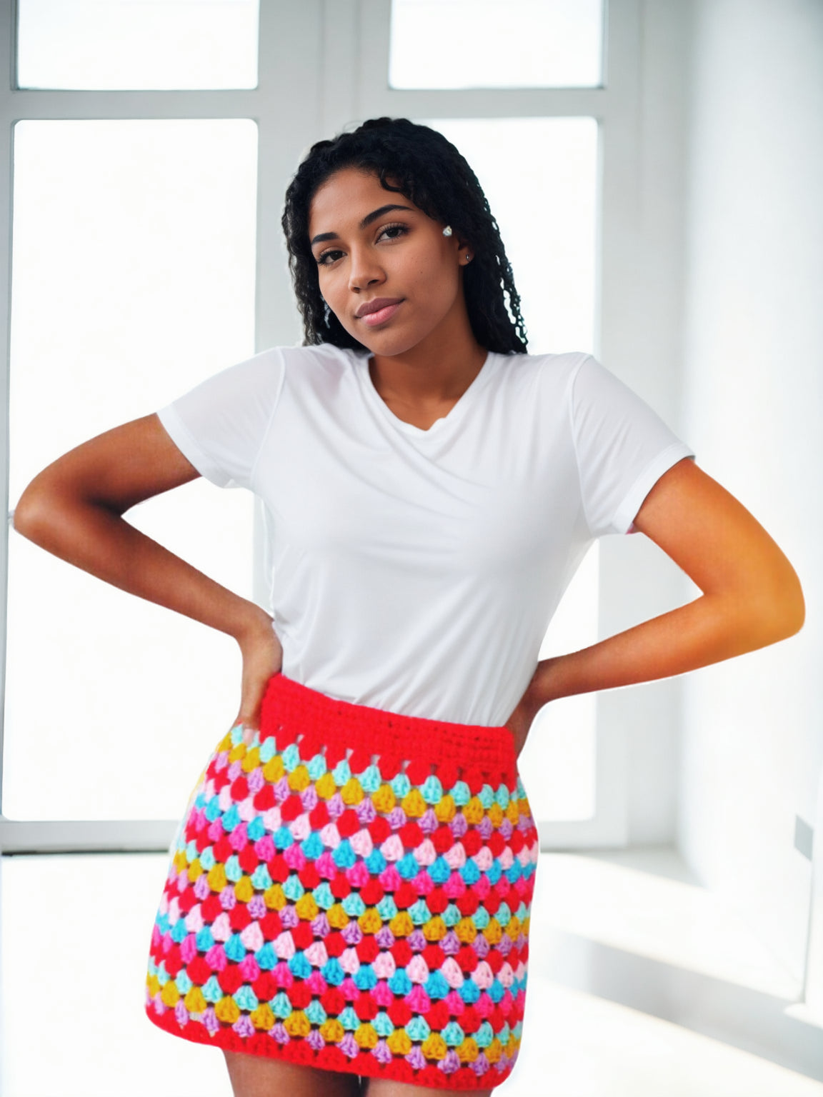 Vibrant Rainbow Two-Piece Skirt Set