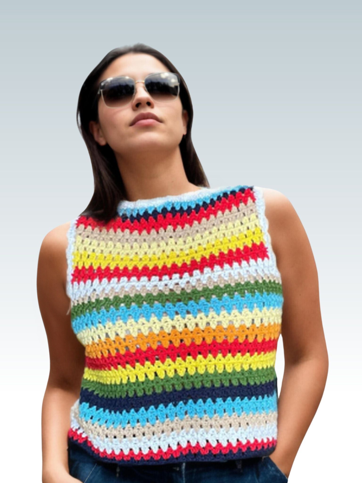 Rainbow Ripple Knit Vest