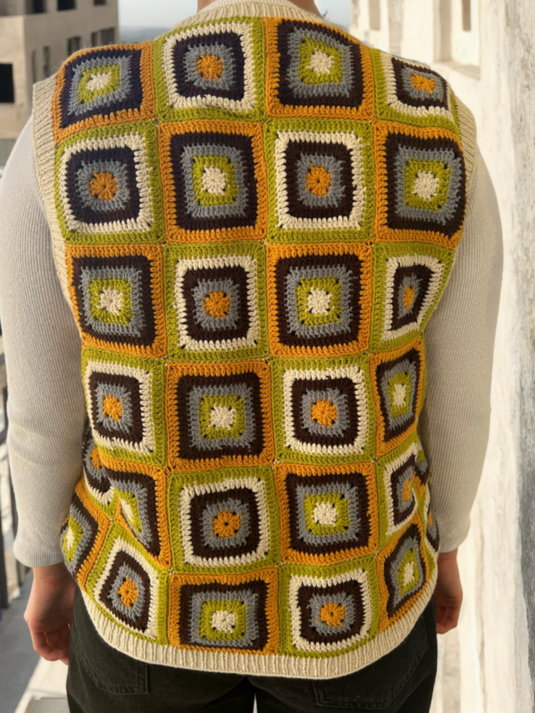 Citrus Sunburst Squares Vest